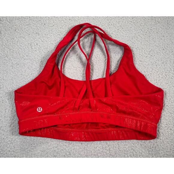 Lululemon Energy Bra Manifesto 20YR Women’s 12 Foil Dark Red B/C Strappy Sport - Picture 4 of 10